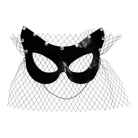 Маска Черная Кошка с вуалью