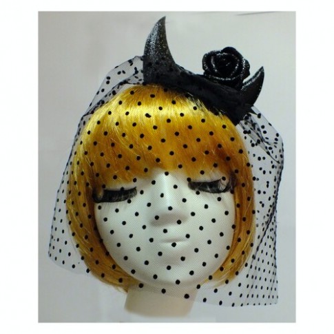 Шляпка-мини Чертовка с розой Шляпка-мини Чертовка с розой