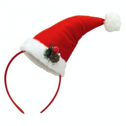 Ковпачок Санта Клаус з шишками на обручі