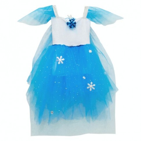 Платье Зима со шлейфом и брошью детское