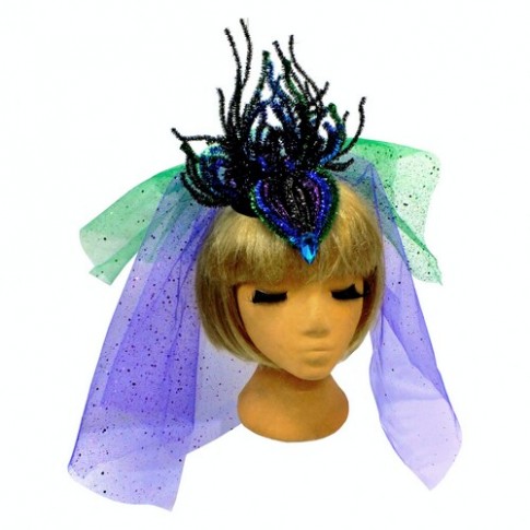 Шляпка Павлин с фатой