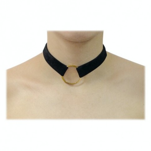 Чокер бархатный с металлическим кругом