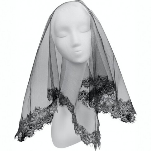 Фата Готическая с серебристым кружевом